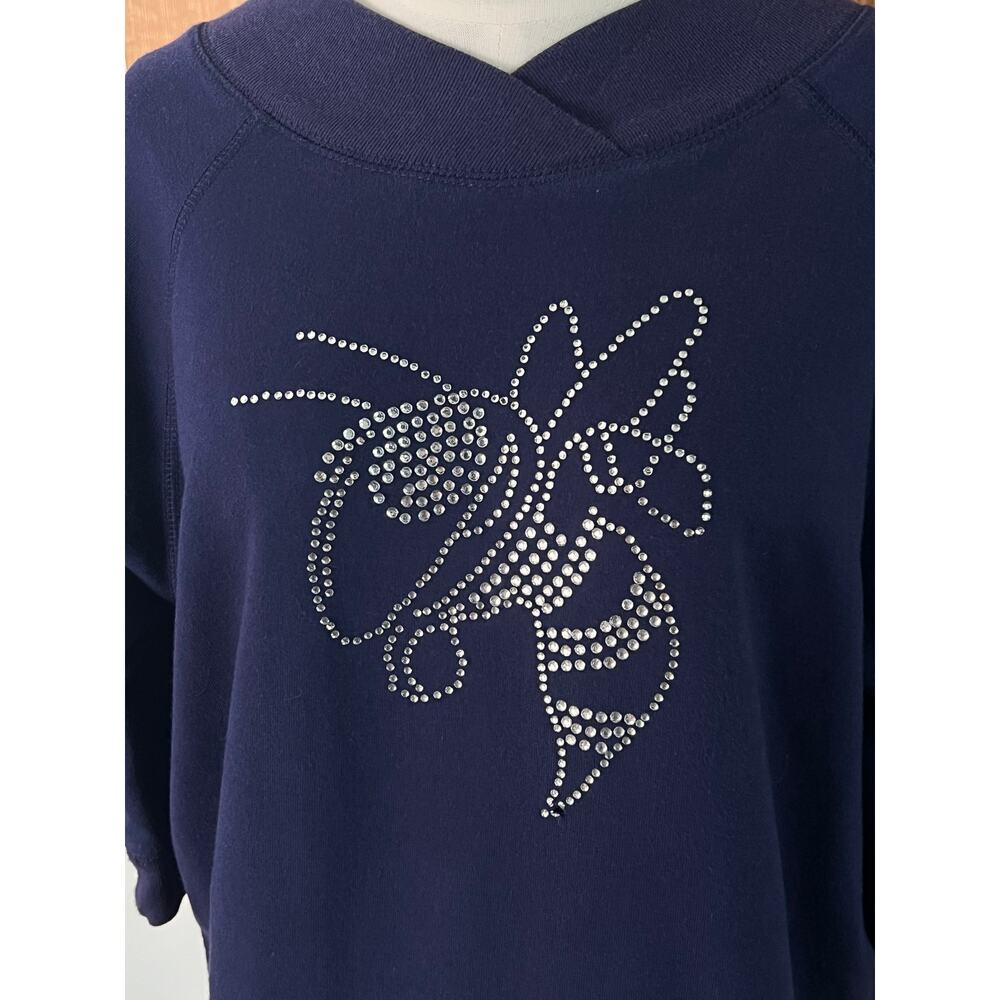 Bobbie Brooks Womens Upcycled Georgia Tech Rhinestone Mascot Sweatshirt Sz L - Picture 2 of 11